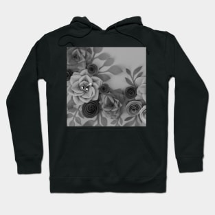 Black Grey Flowers Art Hoodie